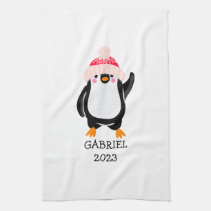Linge De Cuisine Pingouin de Noël mignon personnalisé en Casquette