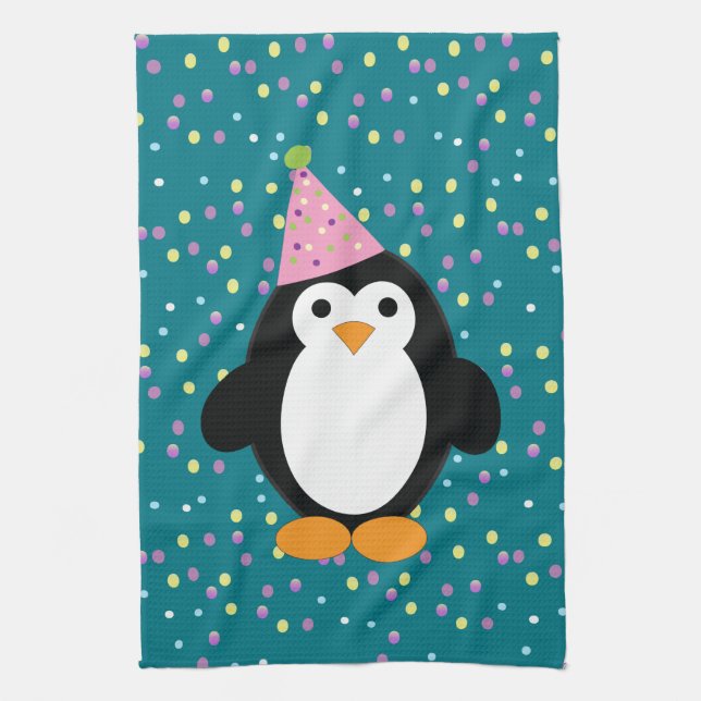 Linge De Cuisine Pingouin du Parti mou avec motif confetti (Vertical)