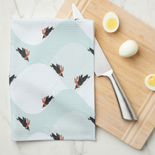 Linge De Cuisine Pingouins joueurs glissement sur Motif de neige