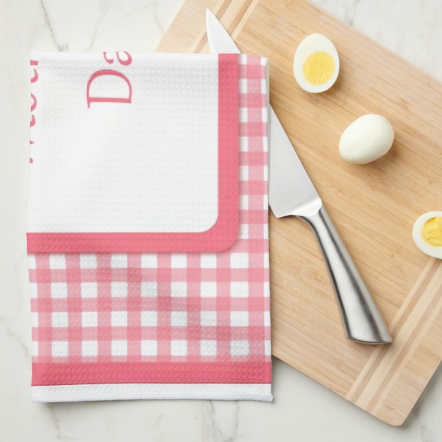 Linge De Cuisine Pink Check Floral Mothers Day (Quart Plié)