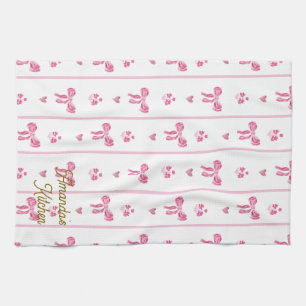 Linge De Cuisine Pink Watercolor Bow Stripes Coquette Esthétique