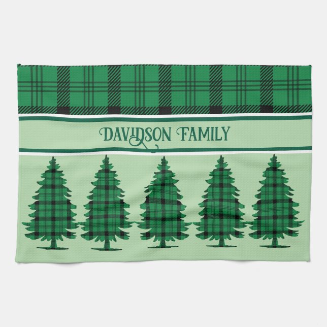 Linge De Cuisine Pins De Tarte Vert Noir Cosy (Horizontal)