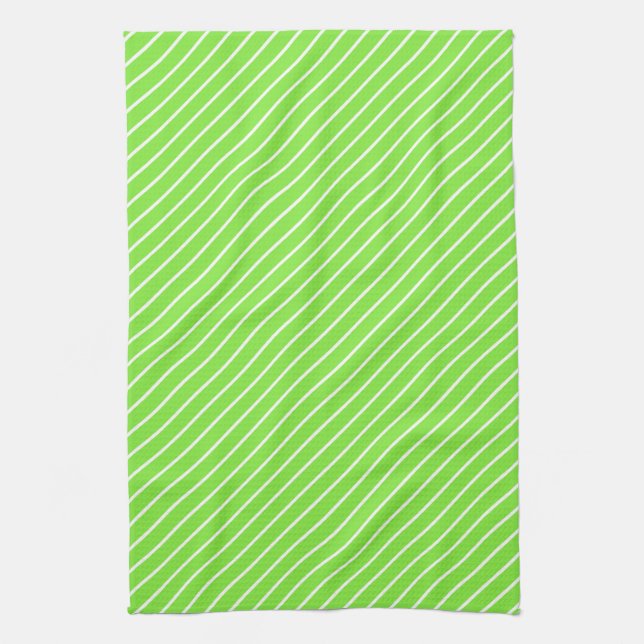 Linge De Cuisine Pinstripes diagonales - vert citron et blanc (Vertical)
