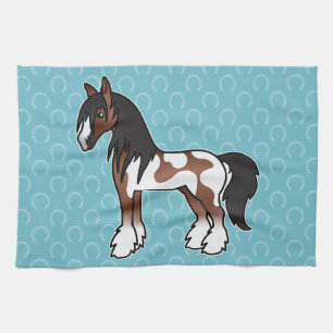 Linge De Cuisine Pinto Brun Dessin Animé Gypsy Vanner Shire Clydesd