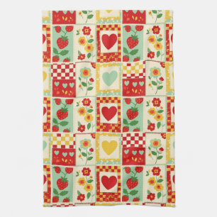 Linge De Cuisine Pique-Nique Patchwork Fraise