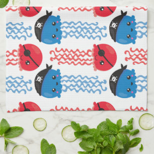 Linge De Cuisine Pirate Jellyfish, Motif de méduses, Sea Animaux