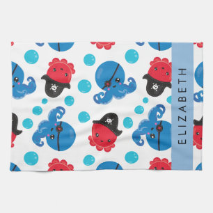 Linge De Cuisine Pirate Octopus, Motif Octopus, Mer, Votre Nom