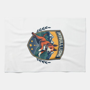 Linge De Cuisine Pitbull Lions Vintage Mascot Badge Sport Vector D