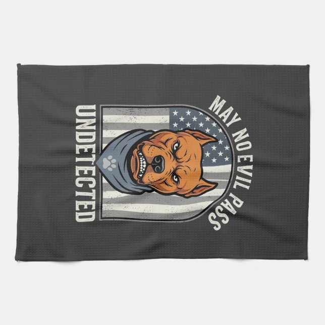 Linge De Cuisine Pitbull Patriotique Chien de Garde (Horizontal)
