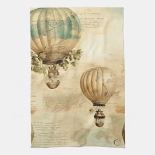 Linge De Cuisine Pivoine de ballon antique botanique voyage