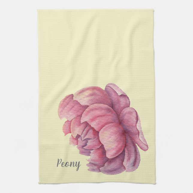 Linge De Cuisine Pivoine Rose Grande Fleur (Vertical)