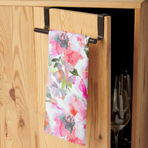 Linge De Cuisine PixDezines Fleurs estivales aquarelle