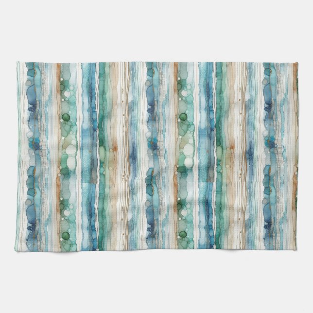 Linge De Cuisine Plage abstraite, alcool rayures d'encre (Horizontal)