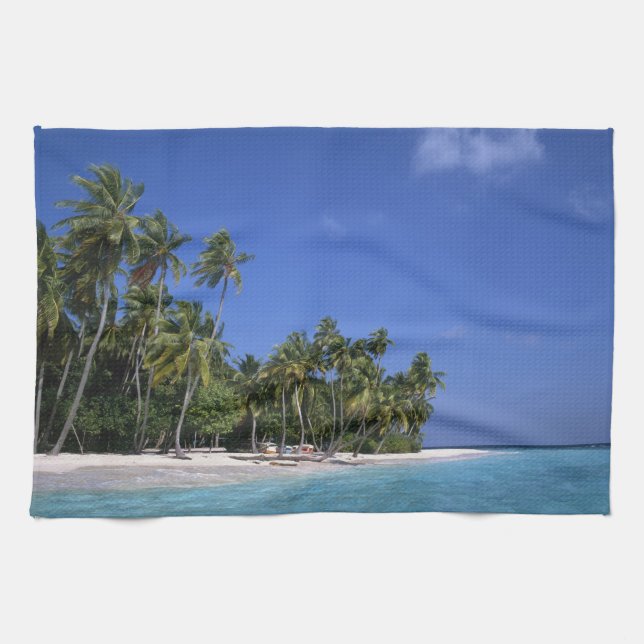 Linge De Cuisine Plage avec palmiers, Maldives (Horizontal)