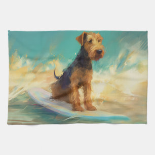 Linge De Cuisine Plage d'Airedale Surfing Painting