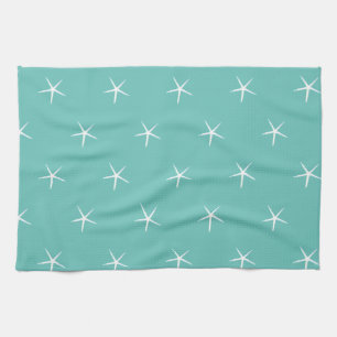 Linge De Cuisine Plage de poisson d'Amérique blanche Motifs Turquoi