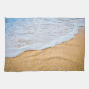 Linge De Cuisine Plage de sable avec ressac écumant