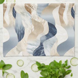 Linge De Cuisine Plage de sable bleu crème Côte d'Ivoire Abstrait W