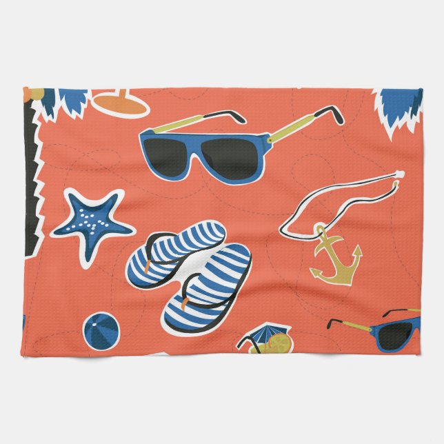Linge De Cuisine Plage d'été : Relaxant Motif sans couture. (Horizontal)