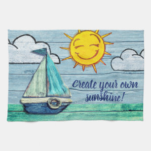 Linge De Cuisine Plage en bois de Driftwood, Yacht Tea Towel.