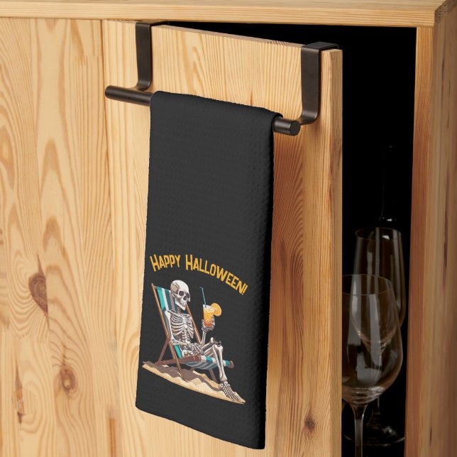 Linge De Cuisine Plage Lounge Squelette Halloween (Pliage en tiers)