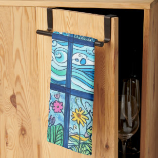 Linge De Cuisine Plage mosaïque soleil et fleurs