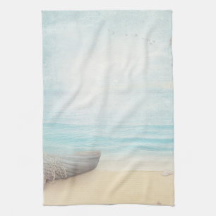 Linge De Cuisine Plage nautique avec Rowboat & Fishing Net