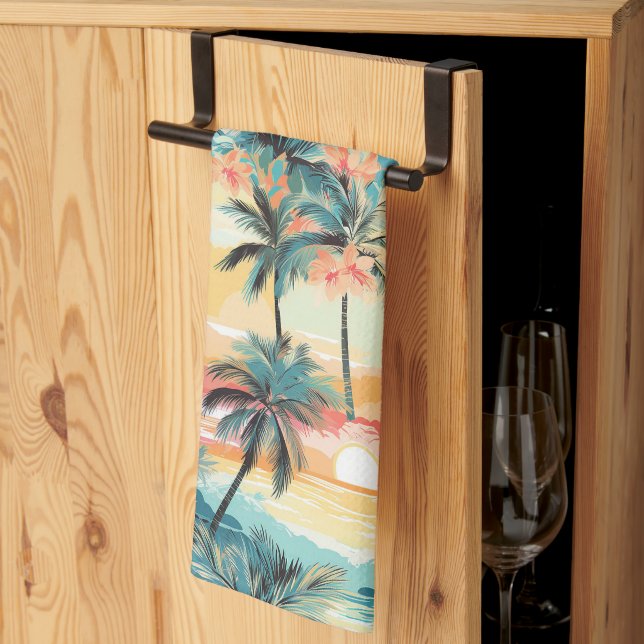 Linge De Cuisine Plage tropicale #5 (Pliage en tiers)