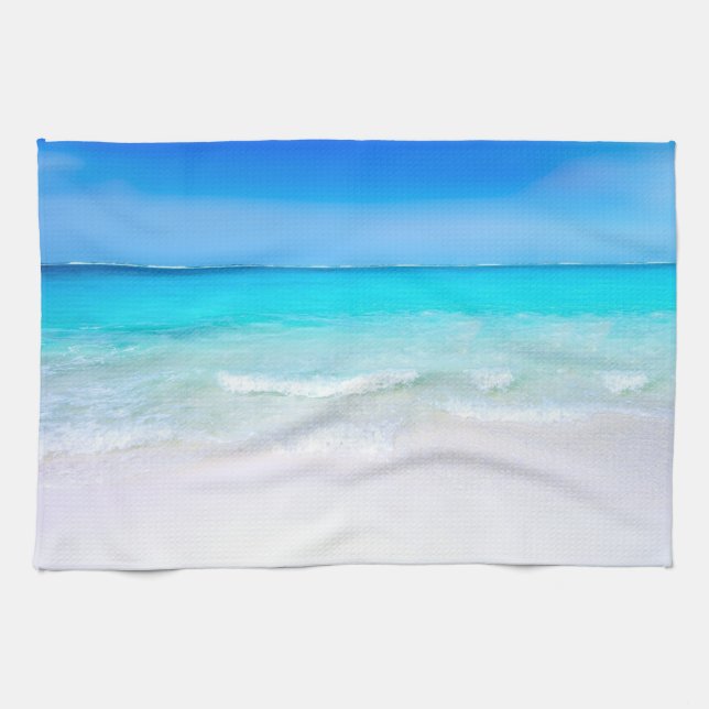 Linge De Cuisine Plage tropicale avec mer turquoise (Horizontal)