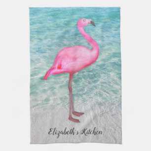 Linge De Cuisine Plage tropicale Flamant rose rose tendance personn