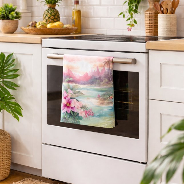 Linge De Cuisine Plage Tropicale Rose (Créateur téléchargé)