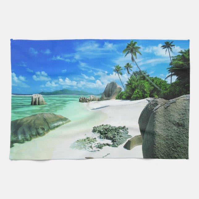 Linge De Cuisine Plages tropicales | L'île de La Digue (Horizontal)