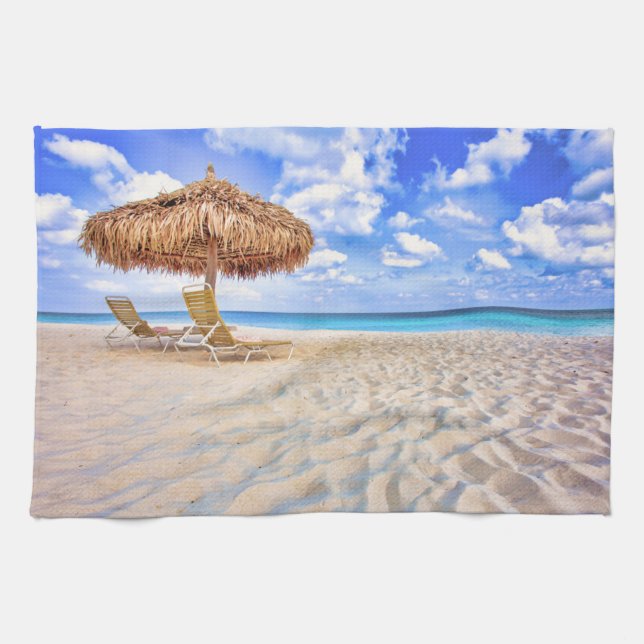 Linge De Cuisine Plages tropicales | Plage de sable d'Aruba (Horizontal)