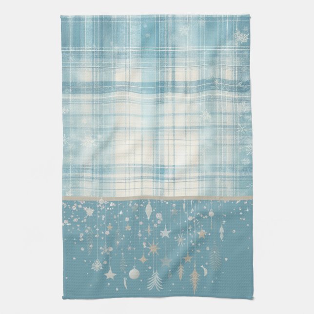Linge De Cuisine Plaid bleu (Vertical)