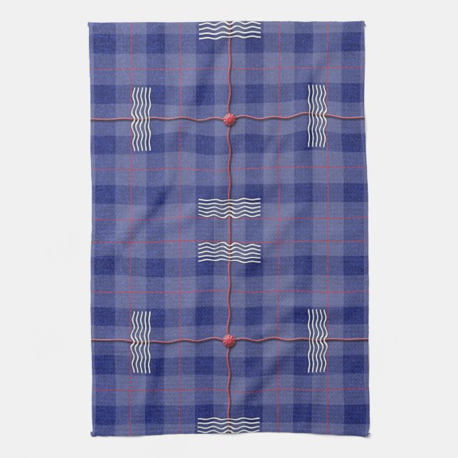 Linge De Cuisine Plaid bleu ciel (Vertical)