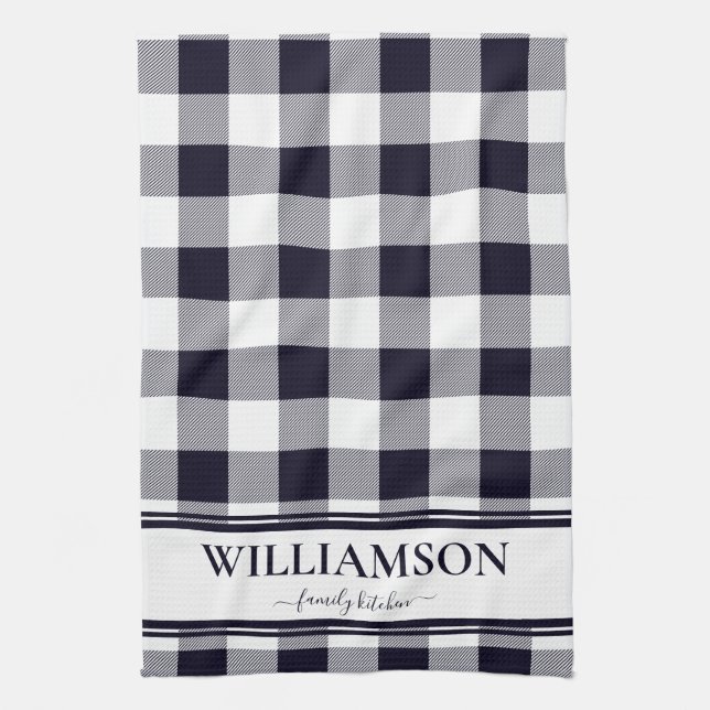 Linge De Cuisine Plaid bleu de la marine familiale (Vertical)