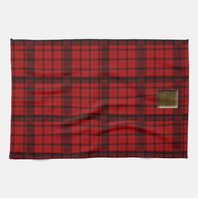 Linge De Cuisine Plaid de Buffalo avec la feuille d'érable (Horizontal)