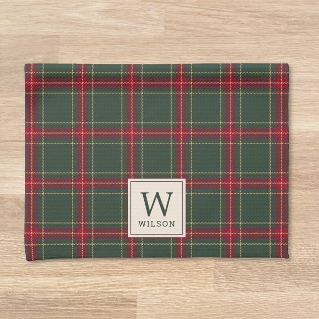 Linge De Cuisine Plaid de Noël Classique Monogramme du Nom de Famil (Créateur téléchargé)