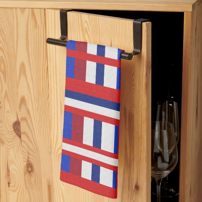 Linge De Cuisine Plaid en rouge, blanc et bleu (Pliage en tiers)