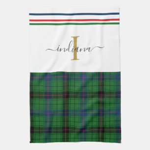 Linge De Cuisine Plaid Monogramme Nom Tartan Rustique Élégant
