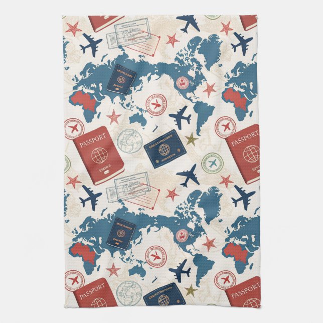 Linge De Cuisine Plan de carte du monde (Vertical)