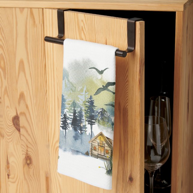 Linge De Cuisine Plan forestier de l'aquarelle (Pliage en tiers)