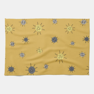 Linge De Cuisine Planètes Starburst de l'ère atomique Ocre Gris