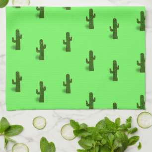 Linge De Cuisine Plante Cactus sur vert clair