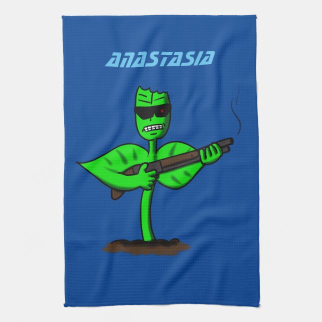 Linge De Cuisine Plante cyborg Germinator dessin animé drôle (Vertical)