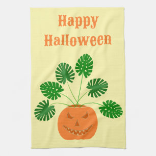 Linge De Cuisine Plante Halloween Monstera en Citrouille personnali