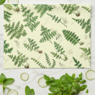 Linge De Cuisine Plantes feuillus verts vintages