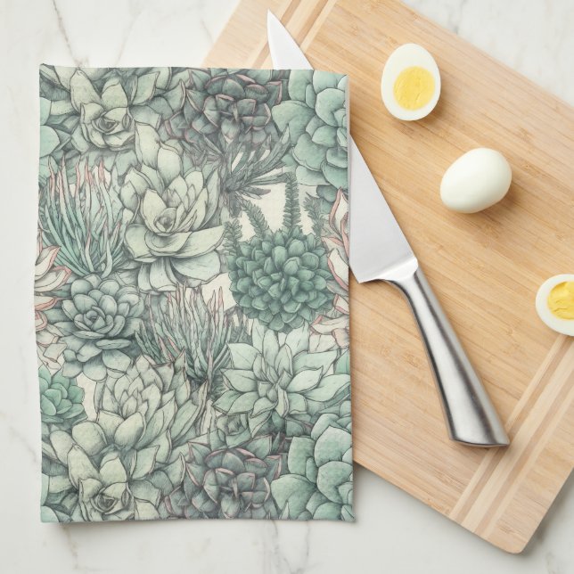 Linge De Cuisine Plantes succulentes (Quart Plié)