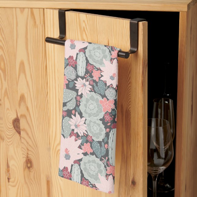 Linge De Cuisine Plantes Succulents Et Cactus Motif Pinks-Mint (Pliage en tiers)