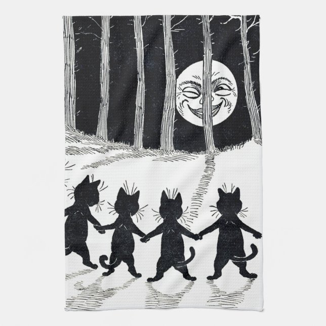 Linge De Cuisine Pleine lune et chats, Louis Wain (Vertical)